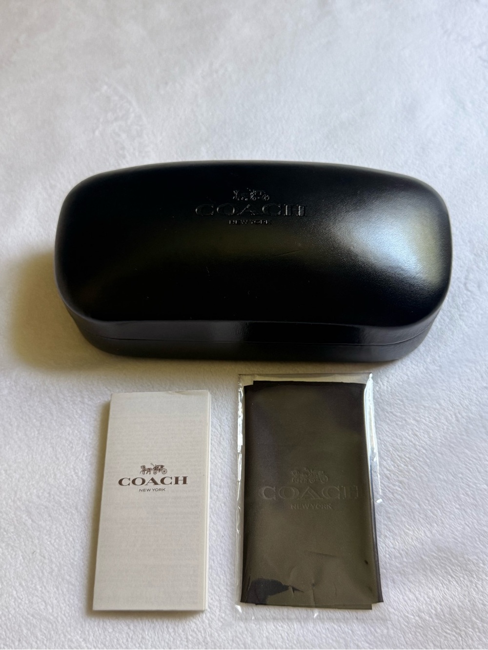 COACH Black Eyewear Case with Cloth and Booklet New